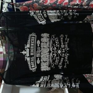 Cache - Sheer Black & Sequin long sleeve top "Princess" graphics & text